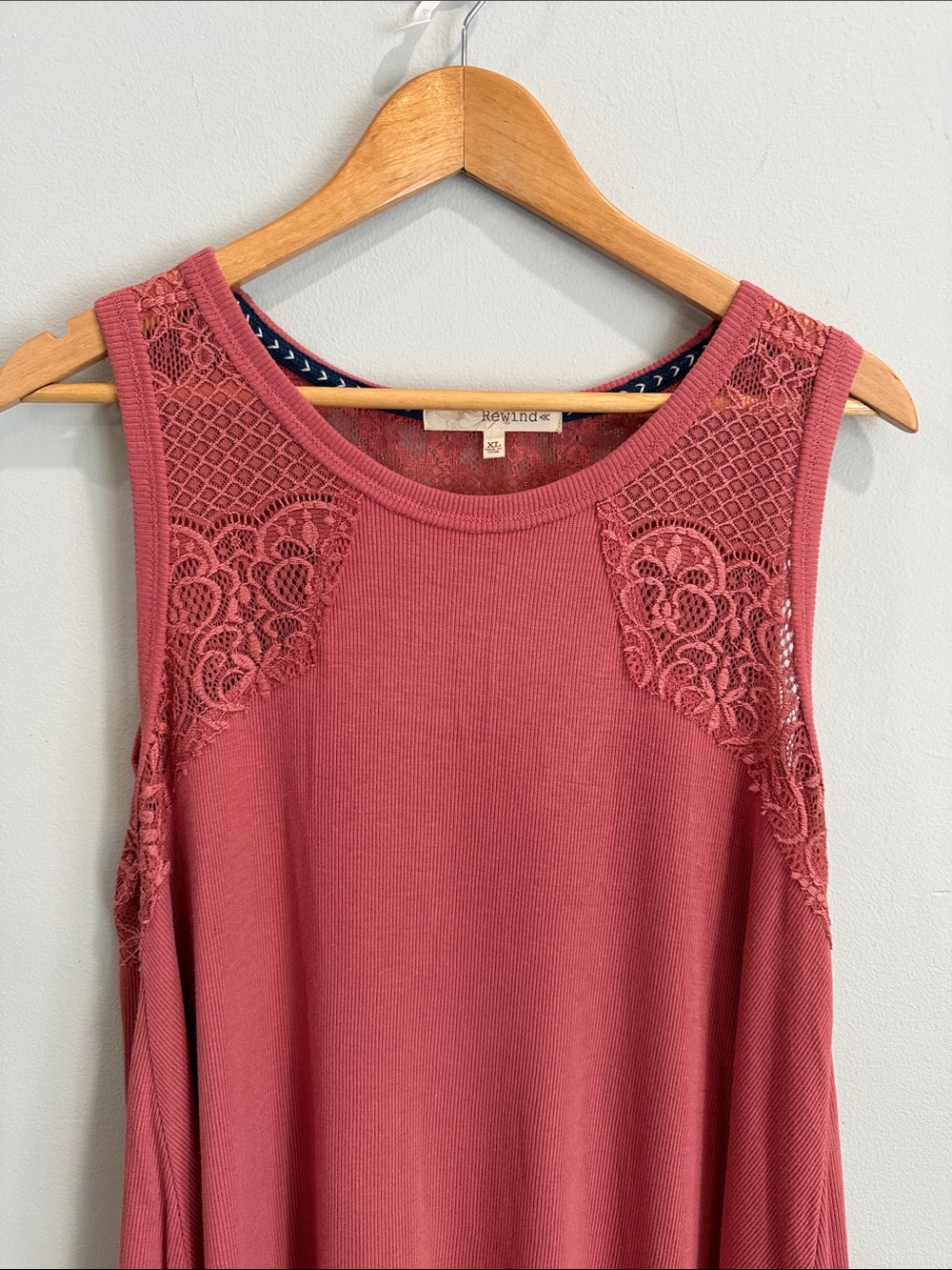 Rewind Rose‎  Lace-Shoulder Tank Top - Picture 2 of 8